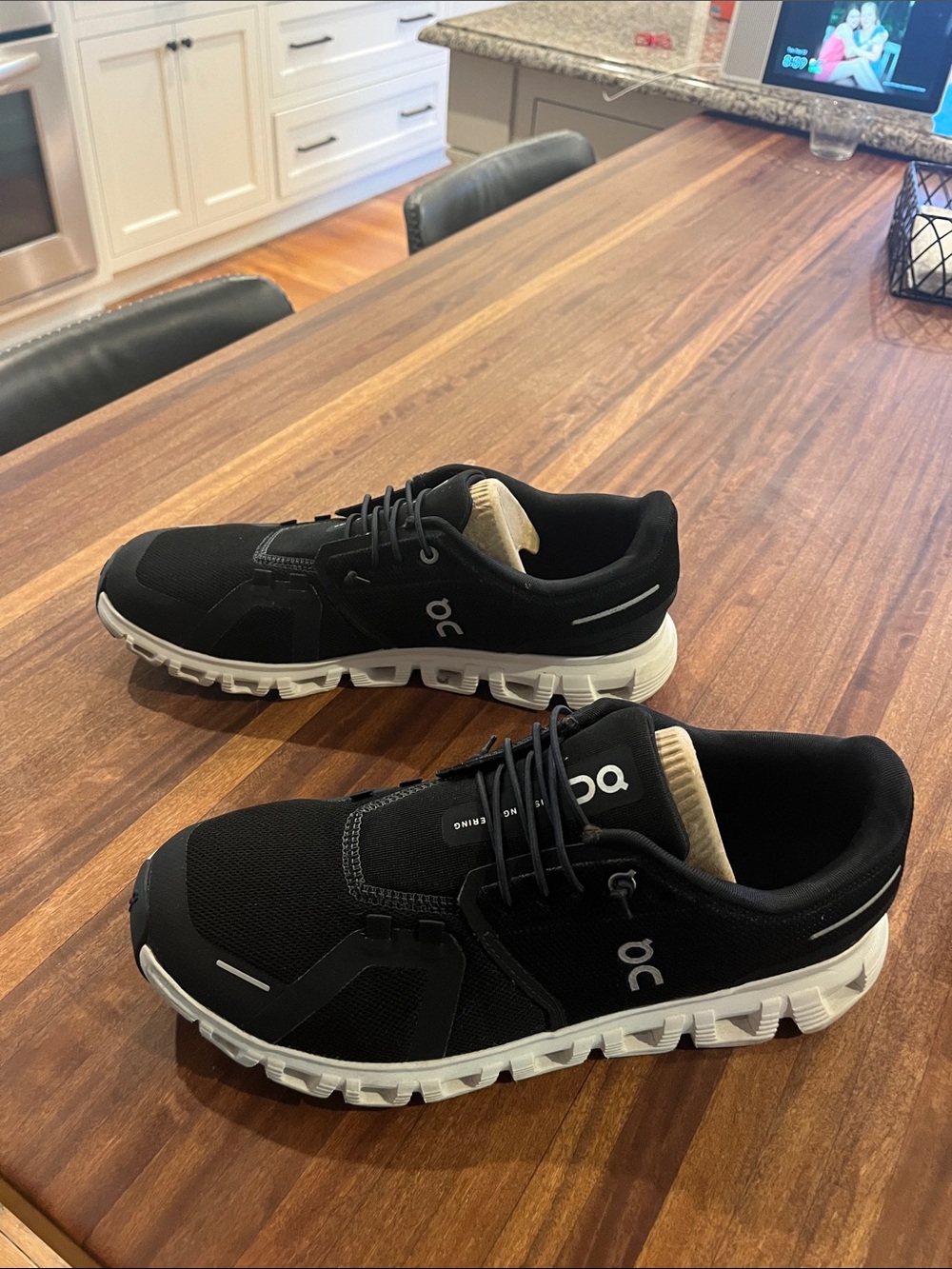 On Running Men's Athletic Shoes — Black with White Soles